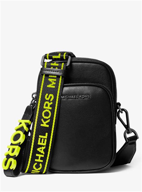 michael michael kors medium leather neon logo tape crossbody bag|Michael Kors.